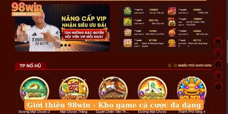 Giới thiệu 98win - Kho game cá cược đa dạng