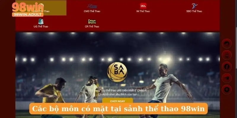 Các bộ môn có mặt tại sảnh thể thao 98win
